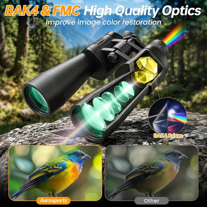 Aurosports 20x70 Binoculars for Bird Watching - High Powered binoculars for Stargazing - HD Long Range Viewing Binoculars for Hunting Outdoor Sports Hiking Travel - Image 5