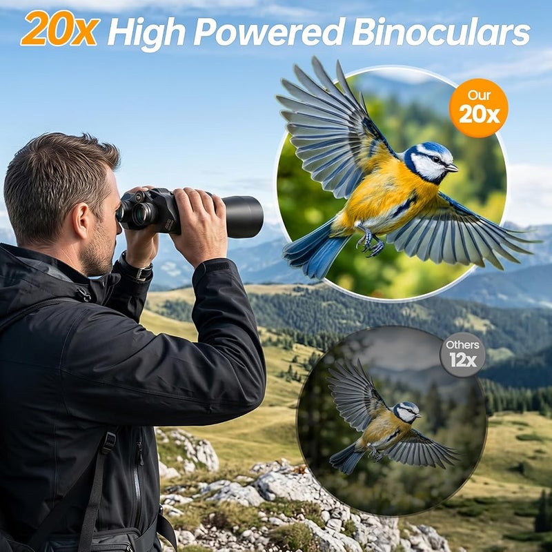 Aurosports 20x70 Binoculars for Bird Watching - High Powered binoculars for Stargazing - HD Long Range Viewing Binoculars for Hunting Outdoor Sports Hiking Travel - Image 2