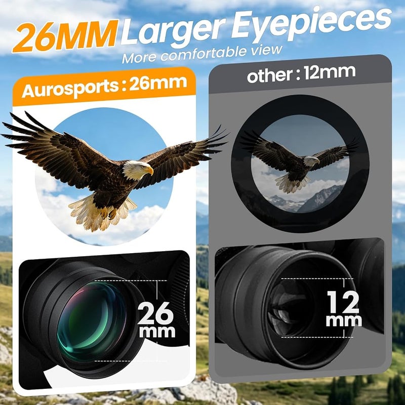 Aurosports 20x70 Binoculars for Bird Watching - High Powered binoculars for Stargazing - HD Long Range Viewing Binoculars for Hunting Outdoor Sports Hiking Travel - Image 3