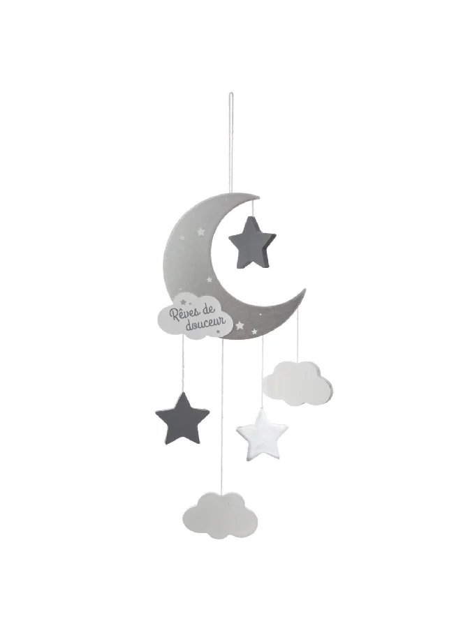atmosphera Lune Suspension Hanging Moon and Star Pendant Light Grey 46.5 x 15.8 x 1.2 cm 158583B