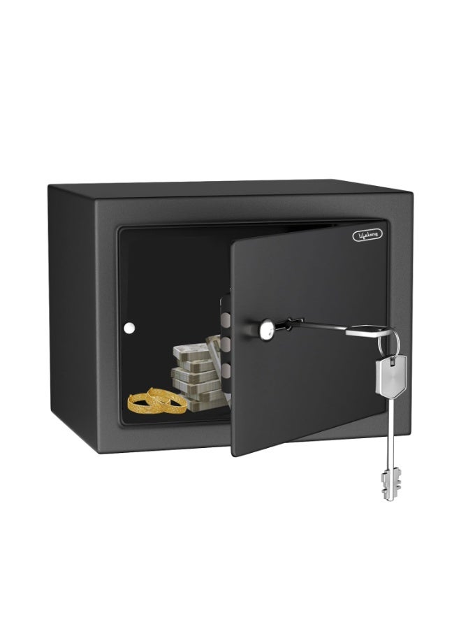 Lifelong 8.6L Home Safe Locker with Key | Security Box for Home & Office | Strong Metal Safe - 5 mm Thick Door | Personal Locker for Cash, Jewellry & Documents (LLHSM01, Black) - Image 1