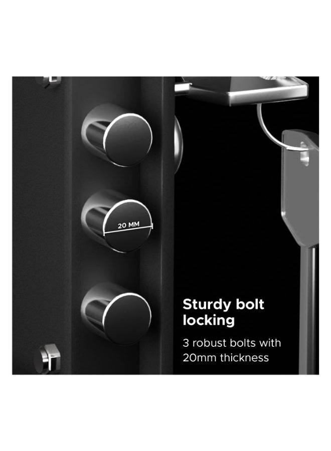 Lifelong 8.6L Home Safe Locker with Key | Security Box for Home & Office | Strong Metal Safe - 5 mm Thick Door | Personal Locker for Cash, Jewellry & Documents (LLHSM01, Black) - Image 3