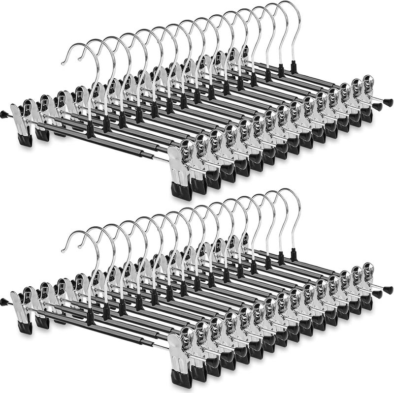Adjustable Non-Slip Heavy Duty Pant Hangers with Clips - 20 Pack - Image 1