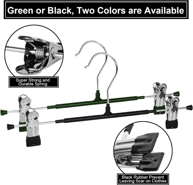 Adjustable Non-Slip Heavy Duty Pant Hangers with Clips - 20 Pack - Image 2