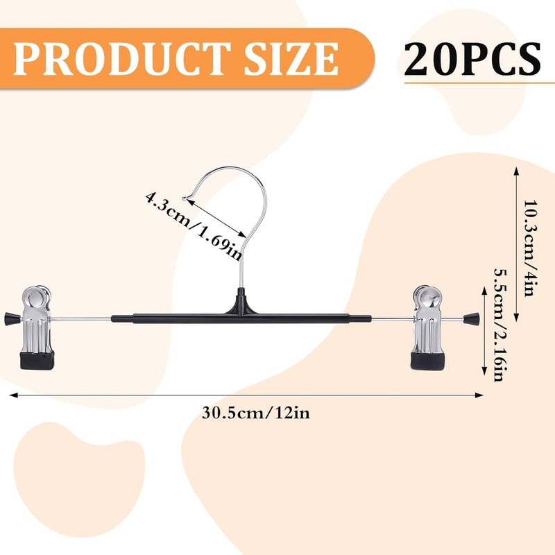 Adjustable Non-Slip Heavy Duty Pant Hangers with Clips - 20 Pack - Image 3