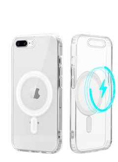 Clear Magnetic Case for iPhone 7 Plus/8 Plus 5.5 Inch [Compatible with Magsafe] Slim Silicone TPU Shockproof Magnetic Mobile Phone Case Scratch-Resistant Non-Slip Protective Case for iPhone 8
