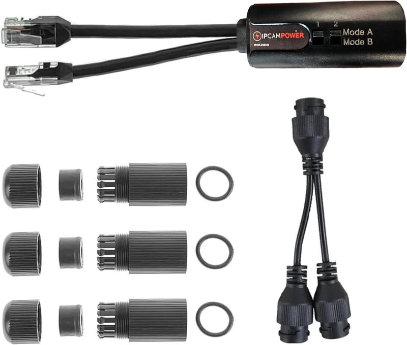 IPCamPower POE Combiner Splitter Adapter, Run 2 IP Cameras on 1 Cable, Works on All POE Switches, POE NVR and POE Cameras, Mode A and B POE Compatible - Image 1