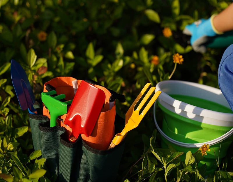 Doiaz Kidz Gardening Tool Set â€“ Gardening Tools Kit Includes Shovel, Rake, Fork Trowel, Children'z Garden Kit with Sun Hat, Apron, Gloves, Tote Bag, Sprayer and Bucket, Outdoor Play Toyz Gift for Kidz - Image 3