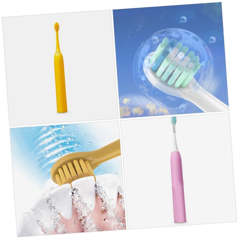 4PCS Electric Toothbrush Replacement Heads Soft Bristles Yellow Design Easy Cleaning - Image 5