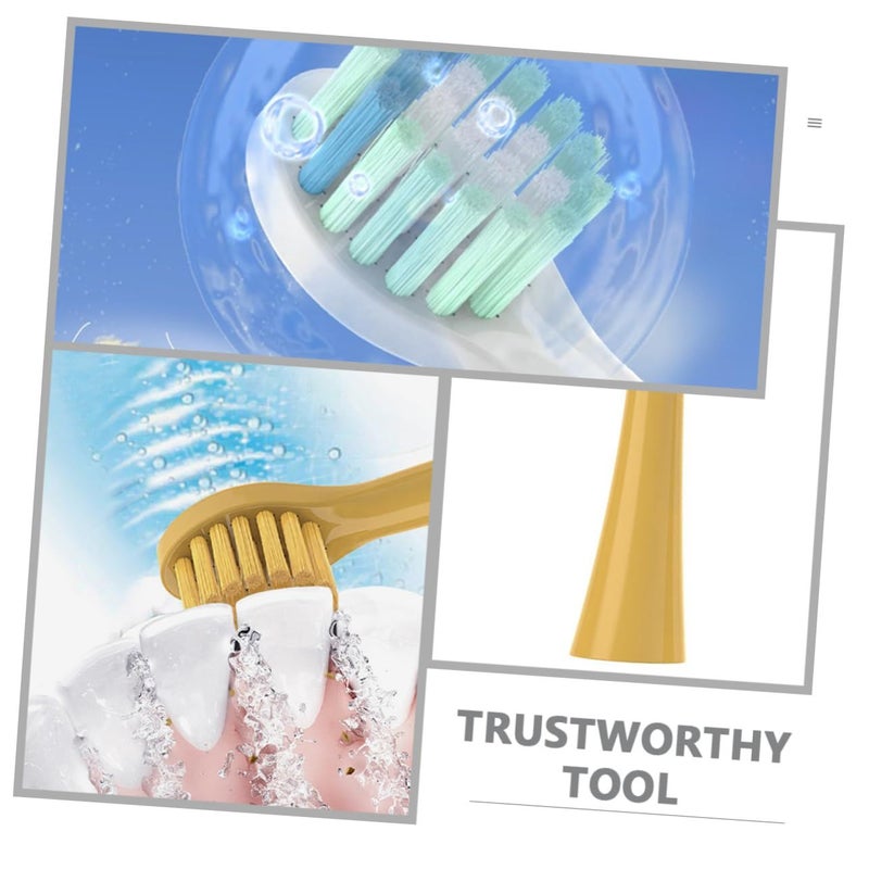 4PCS Electric Toothbrush Replacement Heads Soft Bristles Yellow Design Easy Cleaning - Image 3
