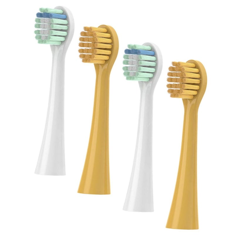 4PCS Electric Toothbrush Replacement Heads Soft Bristles Yellow Design Easy Cleaning - Image 2