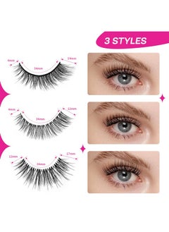 Calailis False Eyelash, Eye Makeup Lash 3D Faux Mink Fake Eyelash Long Natural Eyelashes 3 Pairs With 5G False Eyelash Glue (Cs25)  - Image 2