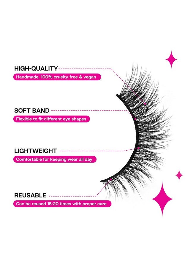 Calailis - False Eyelash, Eye Makeup Lash 3D Faux Mink Fake Eyelash Long Natural Eyelashes 3 Pairs With 5G False Eyelash Glue (Cs25) - Image 1