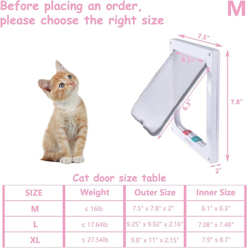EGETOTA goTeamghjkl Cat Door Flap (Outer Size 7.5" x 7.8"), 4 Way Locking Medium Cat Door for Interior Exterior Doors, Weatherproof Pet Door for Cats Doggie Kitty and Kittens with Circumference < 15.75" - Image 2