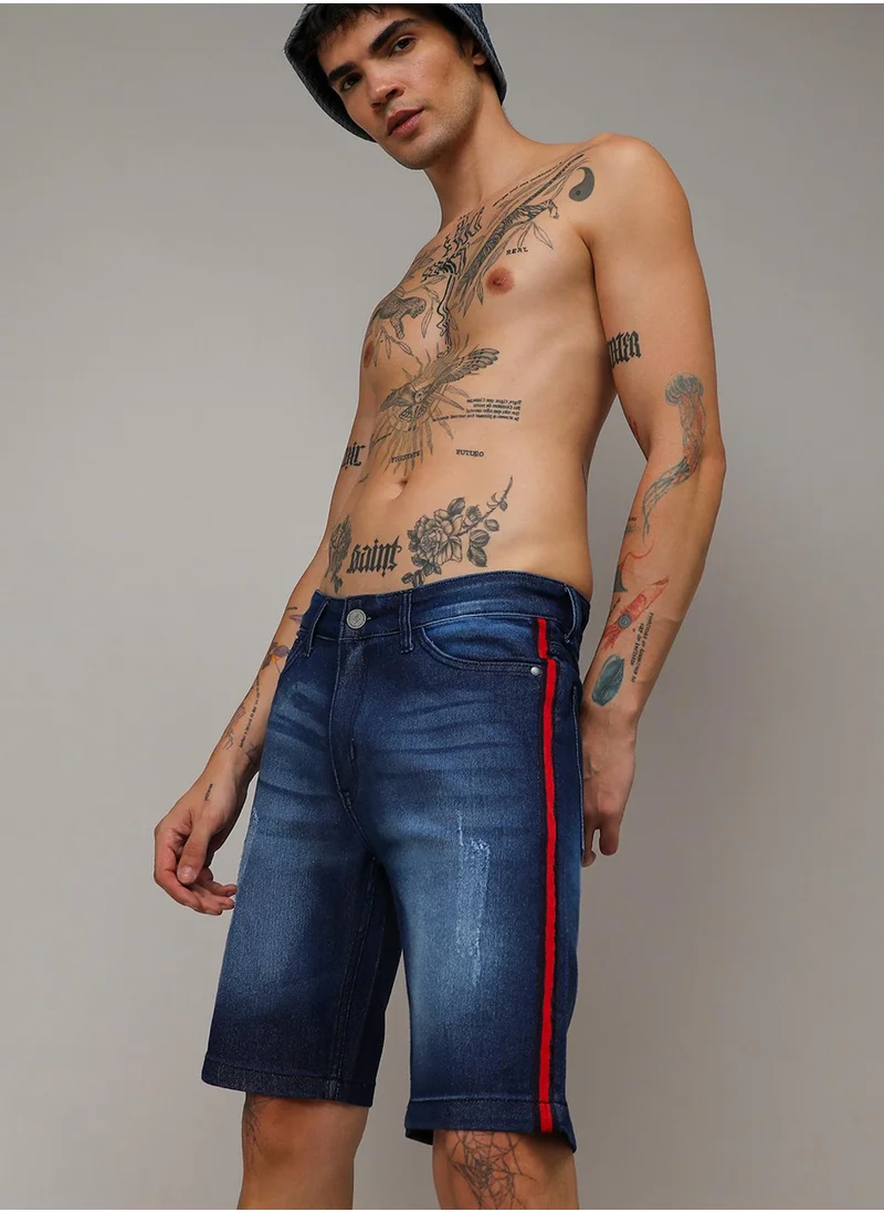 كامبوس سوترا Men's Side-Striped Dark-Wash Denim Shorts