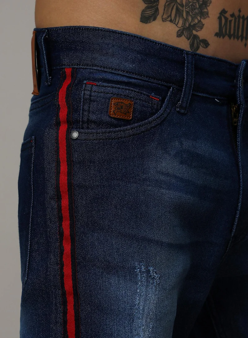 كامبوس سوترا Men's Side-Striped Dark-Wash Denim Shorts