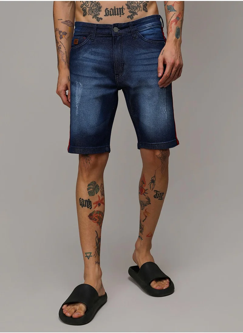 كامبوس سوترا Men's Side-Striped Dark-Wash Denim Shorts