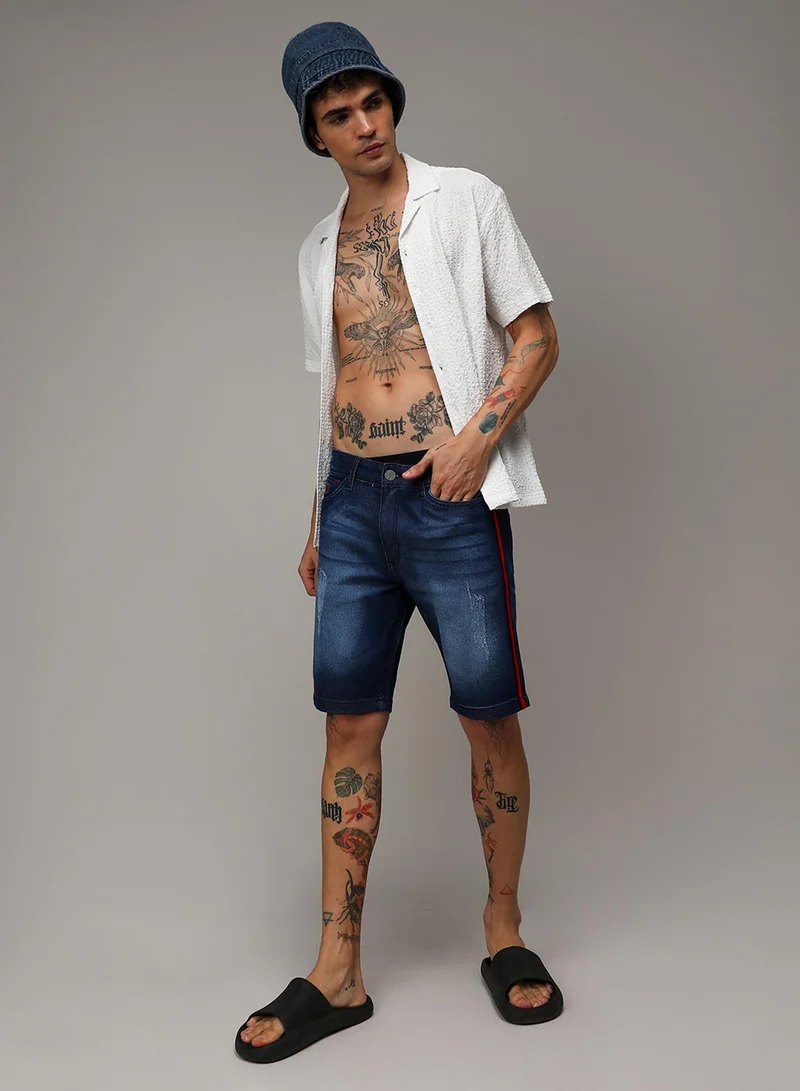 كامبوس سوترا Men's Side-Striped Dark-Wash Denim Shorts