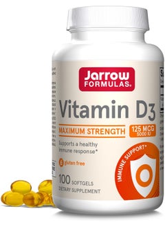 jarrow formulas Vitamin D3 Maximum Strength, 125 mcg 5000 IU 100 Softgels  - Image 1
