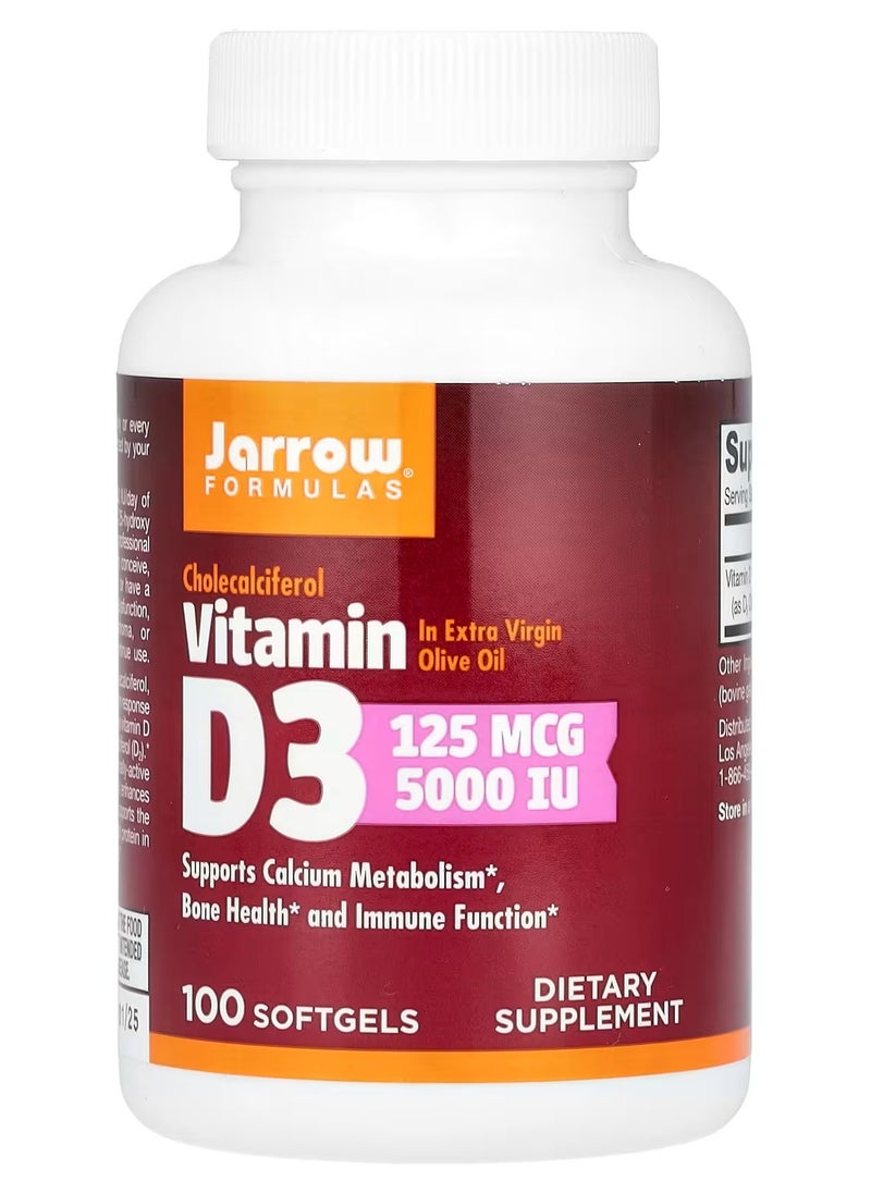 jarrow formulas Vitamin D3 Maximum Strength, 125 mcg 5000 IU 100 Softgels  - Image 2