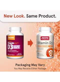 jarrow formulas Vitamin D3 Maximum Strength, 125 mcg 5000 IU 100 Softgels  - Image 3