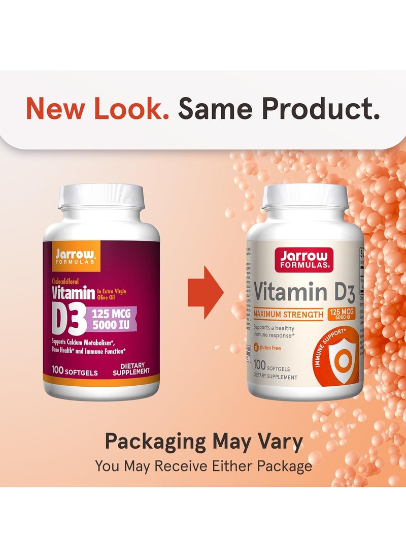 jarrow formulas Vitamin D3 Maximum Strength, 125 mcg 5000 IU 100 Softgels  - Image 3