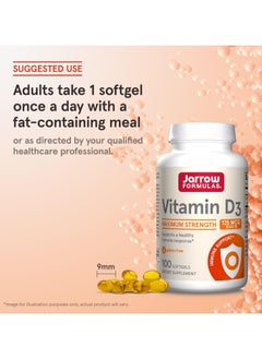 jarrow formulas Vitamin D3 Maximum Strength, 125 mcg 5000 IU 100 Softgels  - Image 5