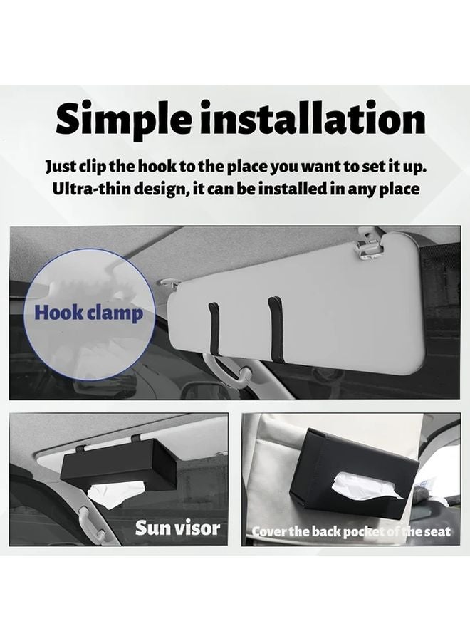 Black Foldable Car Tissue Box Holder Sun Visor Organizer For All Vehicles - Image 4