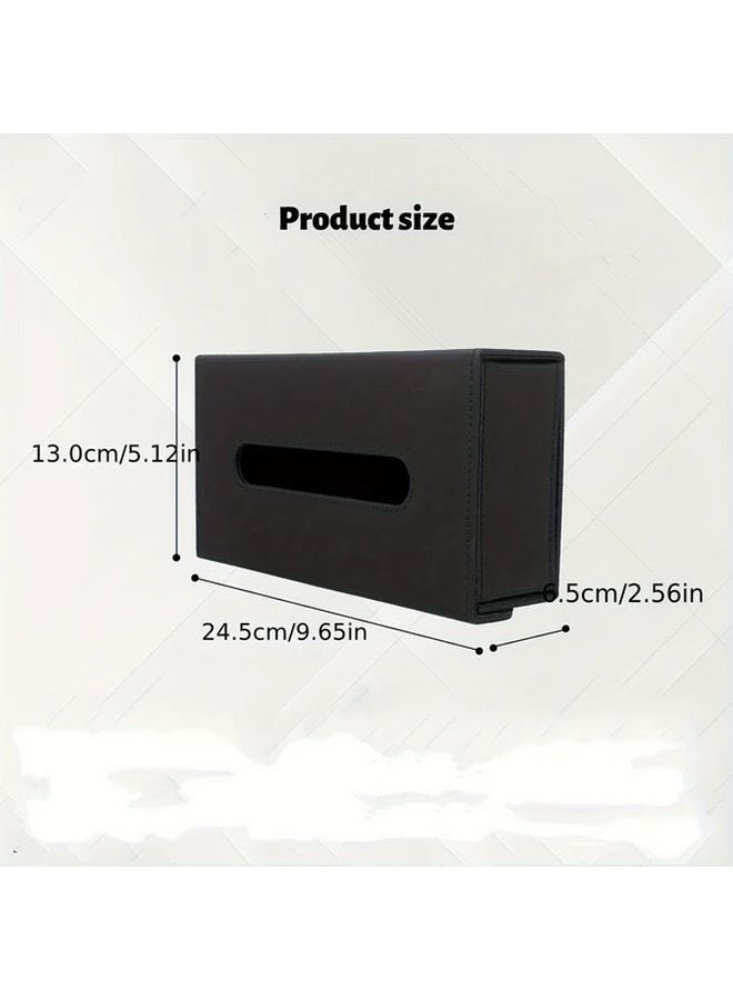Black Foldable Car Tissue Box Holder Sun Visor Organizer For All Vehicles - Image 2
