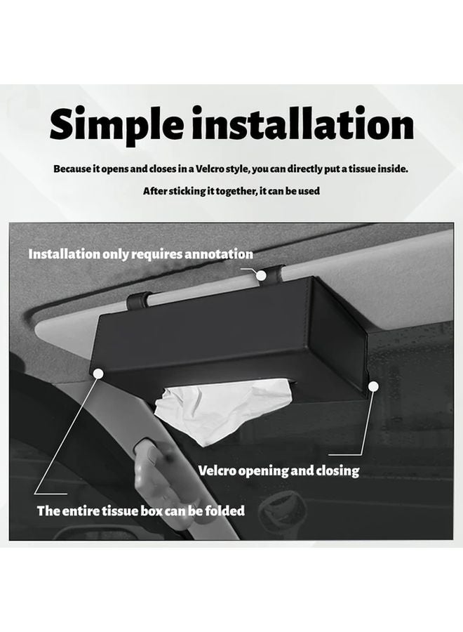 Black Foldable Car Tissue Box Holder Sun Visor Organizer For All Vehicles - Image 5