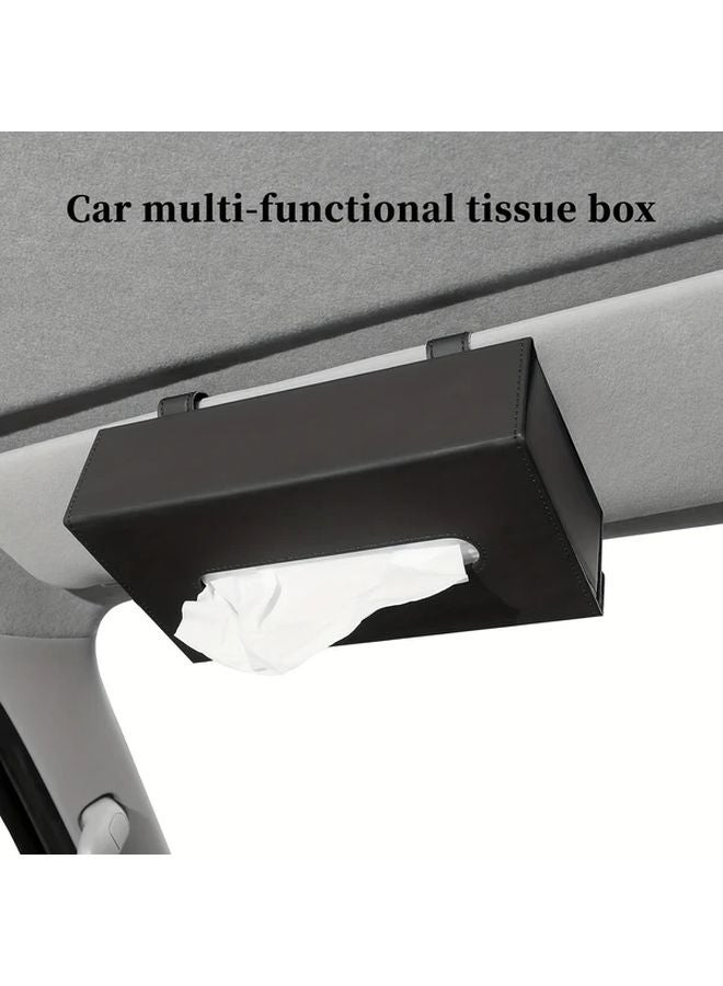 Black Foldable Car Tissue Box Holder Sun Visor Organizer For All Vehicles - Image 1