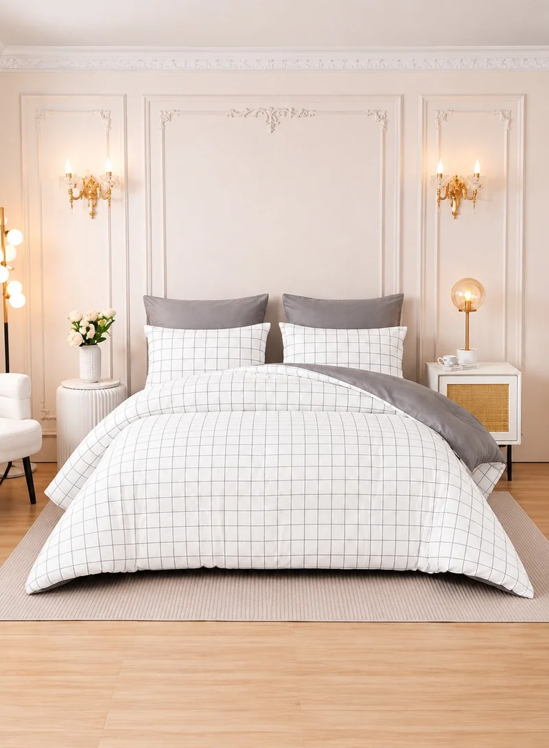 6-Pcs Printed King Comforter Set | Fits 200x200 cm Size Bed | Soft Brushed Microfiber | Reversible Printed Comforter | 350 GSM Down Alternative Fill