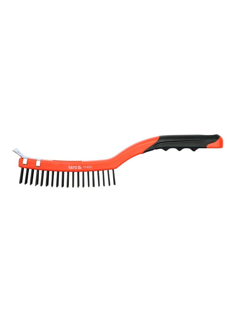 YATO Wire Brush Steel With Plastic Handle 3X19 Rows With Scraper