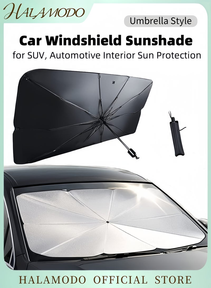 HALAMODO Car Windshield Sun Shade Umbrella Foldable UV Blocker Sun Visor Front Window Heat Insulation Reflective Auto Shade for SUV Truck Sedan Dashboard Protector Sunshade Cover - Image 1