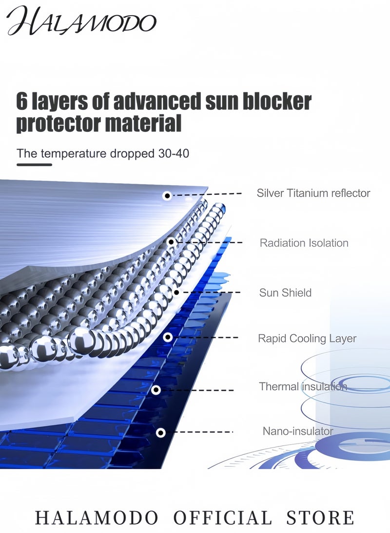 HALAMODO Car Windshield Sun Shade Umbrella Foldable UV Blocker Sun Visor Front Window Heat Insulation Reflective Auto Shade for SUV Truck Sedan Dashboard Protector Sunshade Cover - Image 3