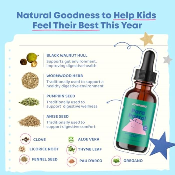 JoySpring ParaPatrol Kids’ Herbal Blend – Alcohol-Free Liquid Supplement with Black Walnut and Wormwood Extract | Supports Digestive Health | Natural Raspberry Flavor – 30 Servings - Image 5