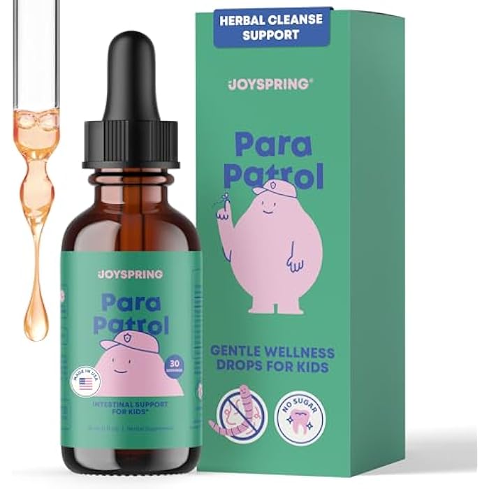 JoySpring ParaPatrol Kids’ Herbal Blend – Alcohol-Free Liquid Supplement with Black Walnut and Wormwood Extract | Supports Digestive Health | Natural Raspberry Flavor – 30 Servings - Image 1