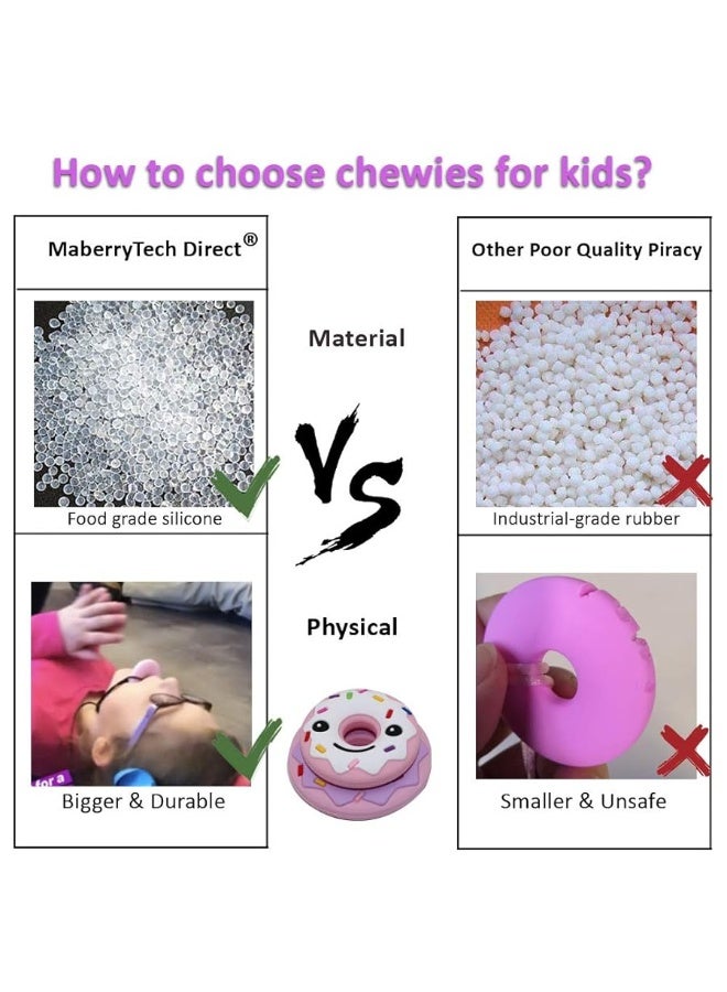 MaberryTech Direct Sensory Chew Necklaces for Kids Adults, Chew Toys for Kids with Autism Anxiety ADHD SPD or Special Needs, Silicone Donut Chewy Chewing Necklace Sensory Help to Relieve Stress - Image 3