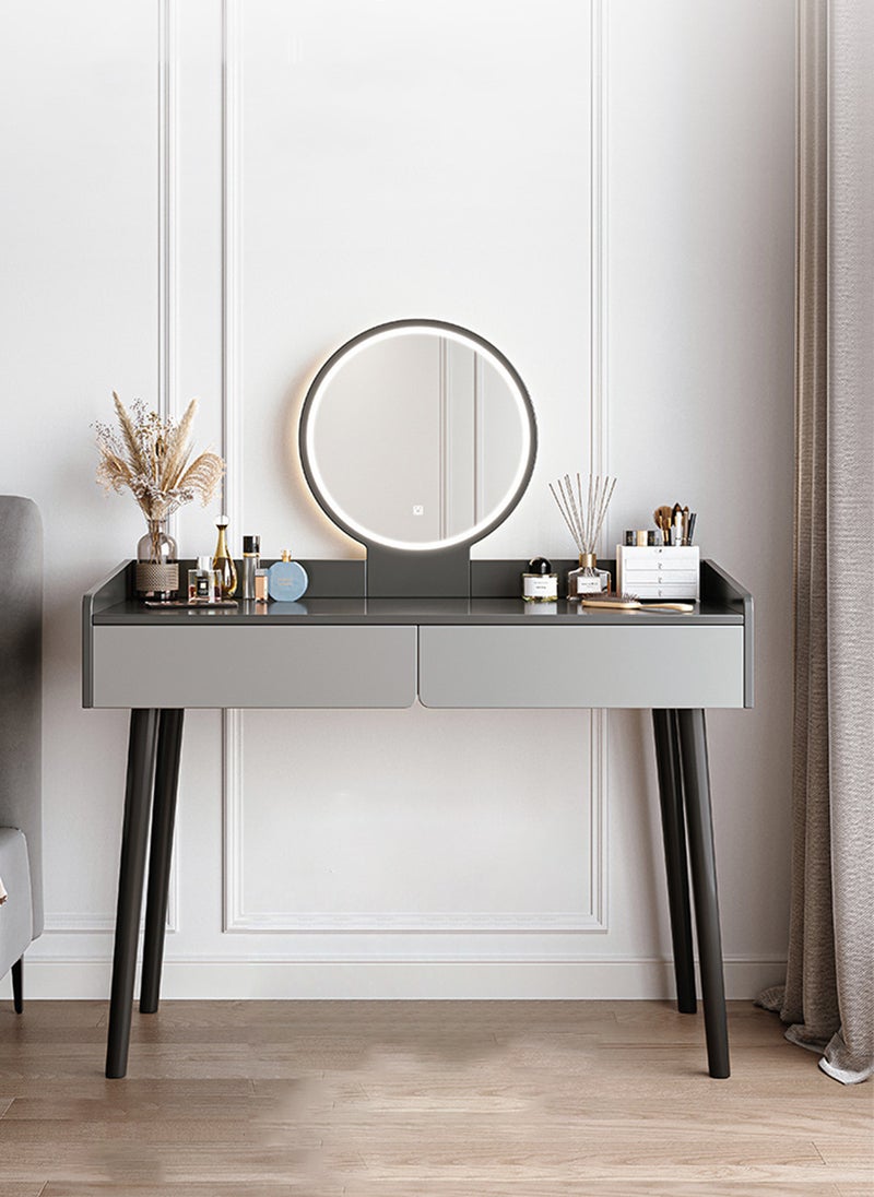 Sharpdo Home Bedroom Dressing Table Storage Cabinet with LED Hd Makeup Mirror, 2 Drawers 100*40*116CM - Image 1