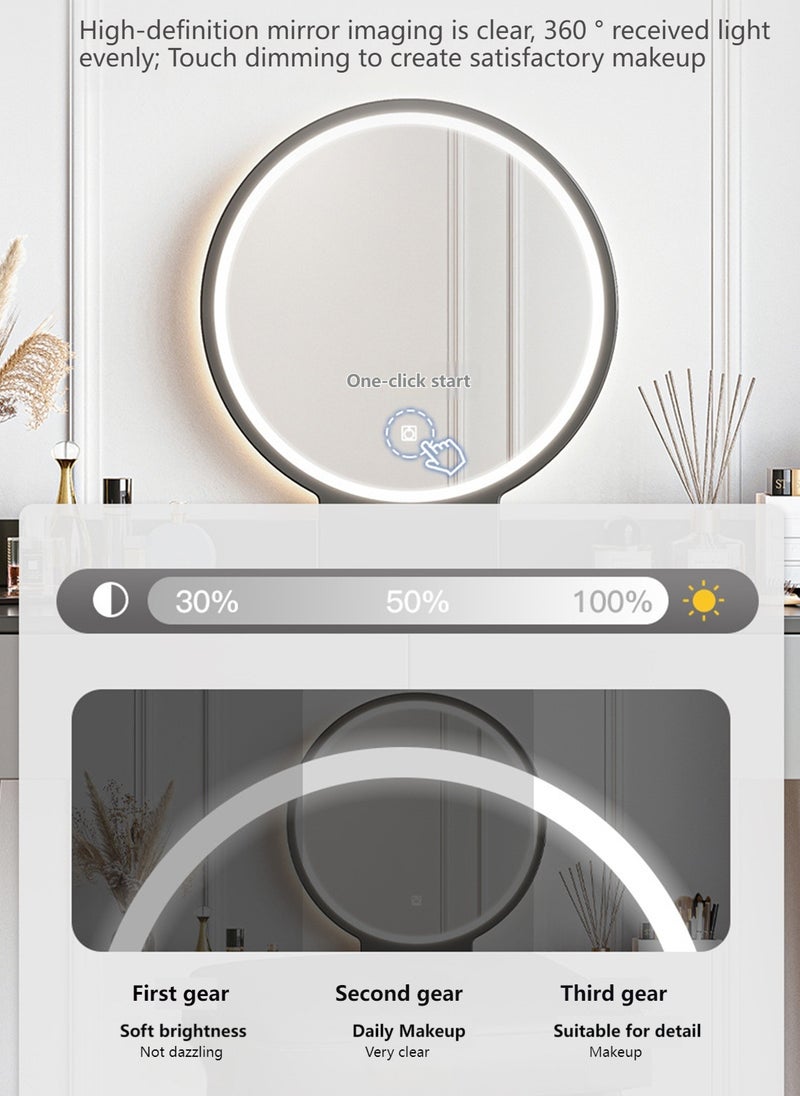 Sharpdo Home Bedroom Dressing Table Storage Cabinet with LED Hd Makeup Mirror, 2 Drawers 100*40*116CM - Image 4