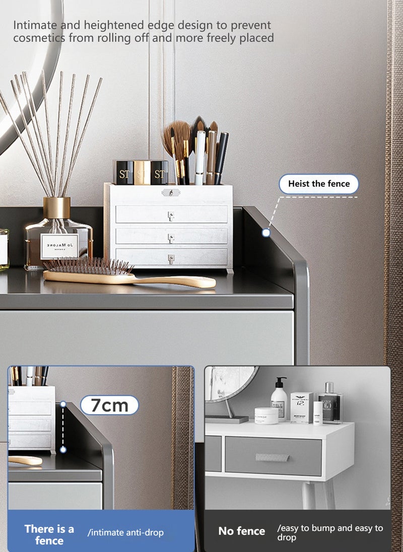 Sharpdo Home Bedroom Dressing Table Storage Cabinet with LED Hd Makeup Mirror, 2 Drawers 100*40*116CM - Image 3