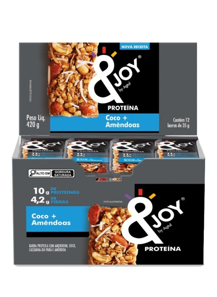 Enjoy Snacks Nuts Bar Protein Zero Sugar Coconut and Almonds (Pack of 12) - Image 1
