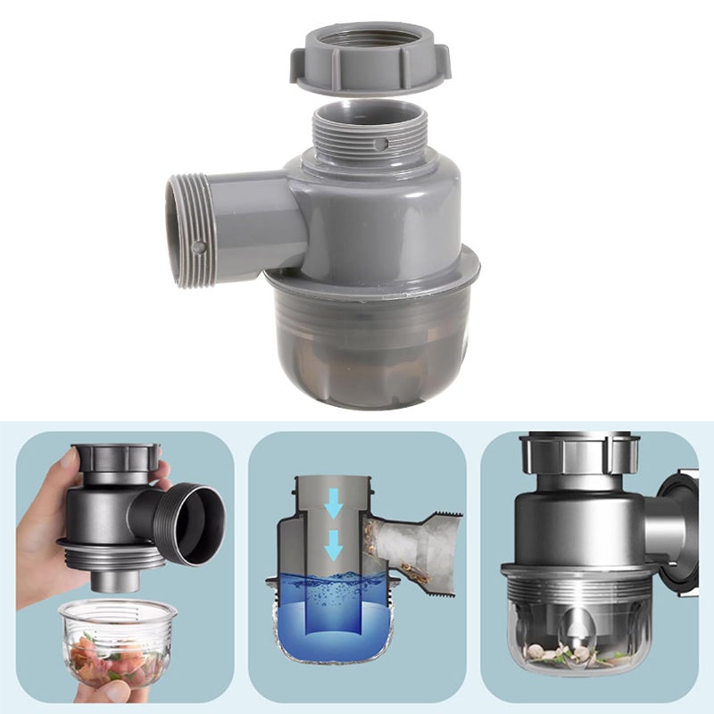 Stainless Steel Removable P Trap Drain Valve For Kitchen Bathroom Sink Drainage - Image 4