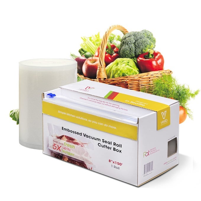 8 X 150 VACUUM SEALER BAGS FOR FOOD SAVER WITH CUTTER DISPENSER COMMERCIAL GRADE VACUUM SEALER ROLLS FOR CUSTOM SIZING BPAFREE IDEAL FOR SOUS VIDE COOKING MEAL PREP AND STORAGE