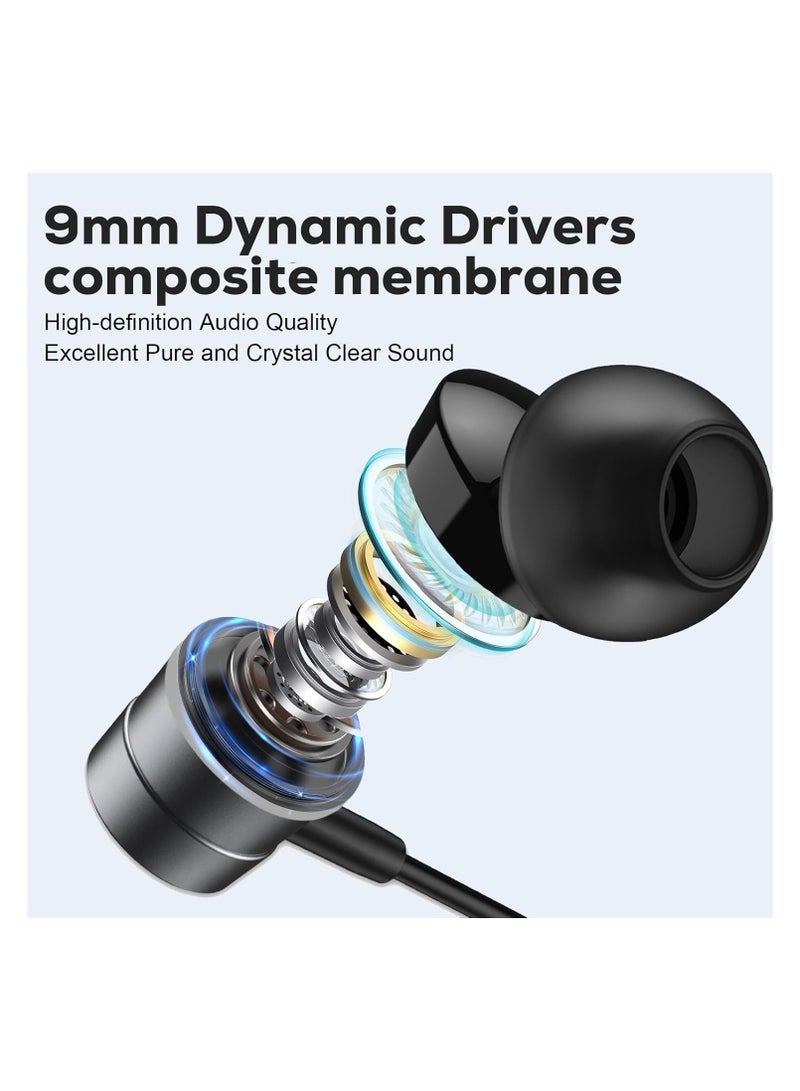 Metallic USB-C Headphones with Microphone, Magnetic Wired Earbuds featuring Volume Control and Noise Isolation for Samsung Galaxy, iPad, Pixel - Grey and Black. - Image 4