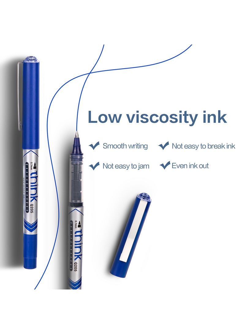 Deli Blue Rollerball Pen 0.7mm , Smooth Writing for Note Taking , Journaling , Drawing , Pack of 12 Pens - Image 3