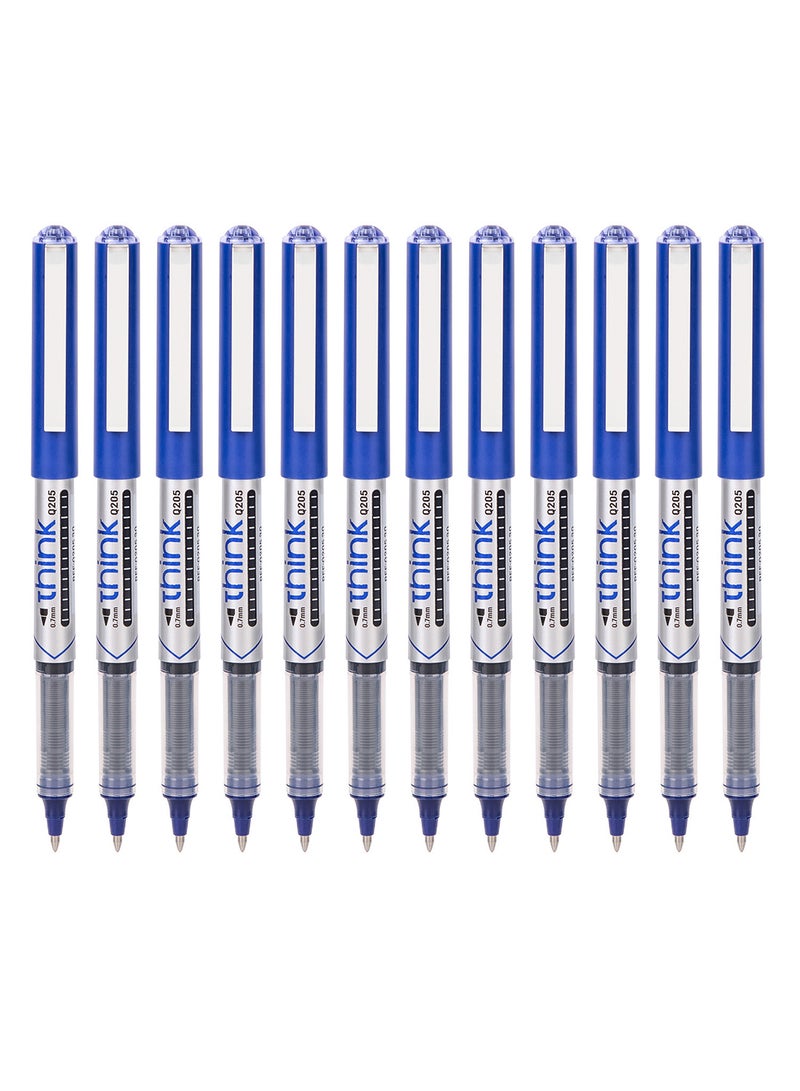 Deli Blue Rollerball Pen 0.7mm , Smooth Writing for Note Taking , Journaling , Drawing , Pack of 12 Pens - Image 2