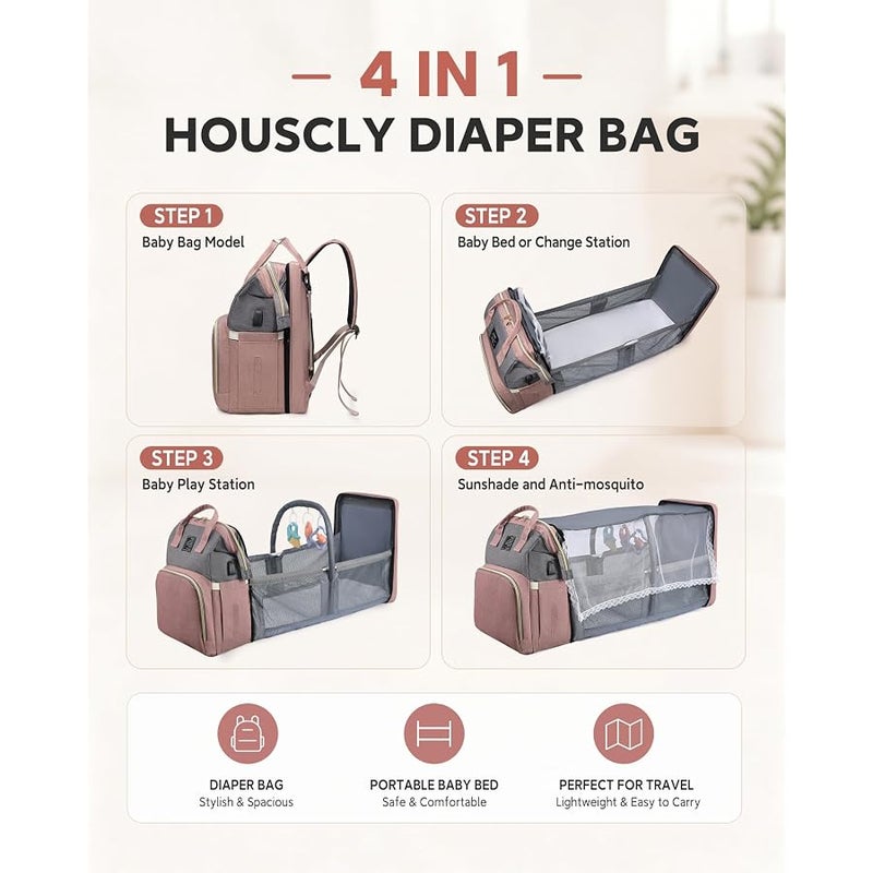 houscly Diaper Bag Backpack with Changing Station - Image 2
