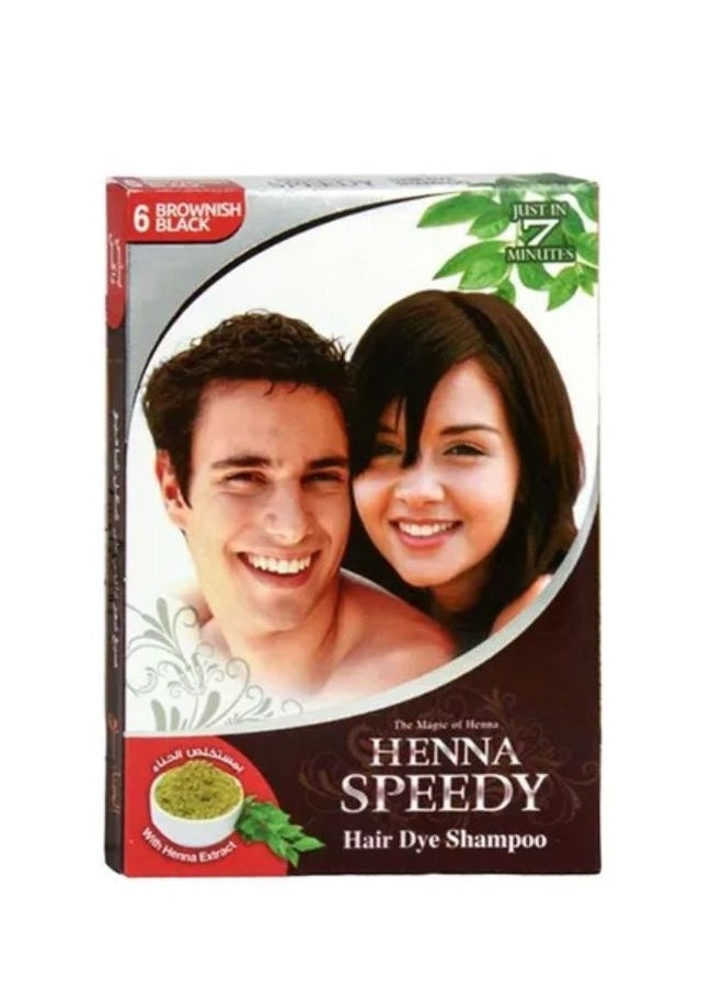 Henna Speedy Pack Of 4 Hair Dye Shampoo Brownish Black 4 X 30ml  - Image 2