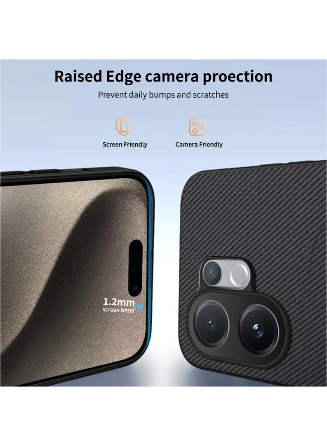 general Magnetic Case Compatible with Vivo V60 5G Leather Case Carbon Fiber Texture Anti-Fall Shockproof Protective Back Cover Built-in Magnet Fits Car Mount Holder - Image 3